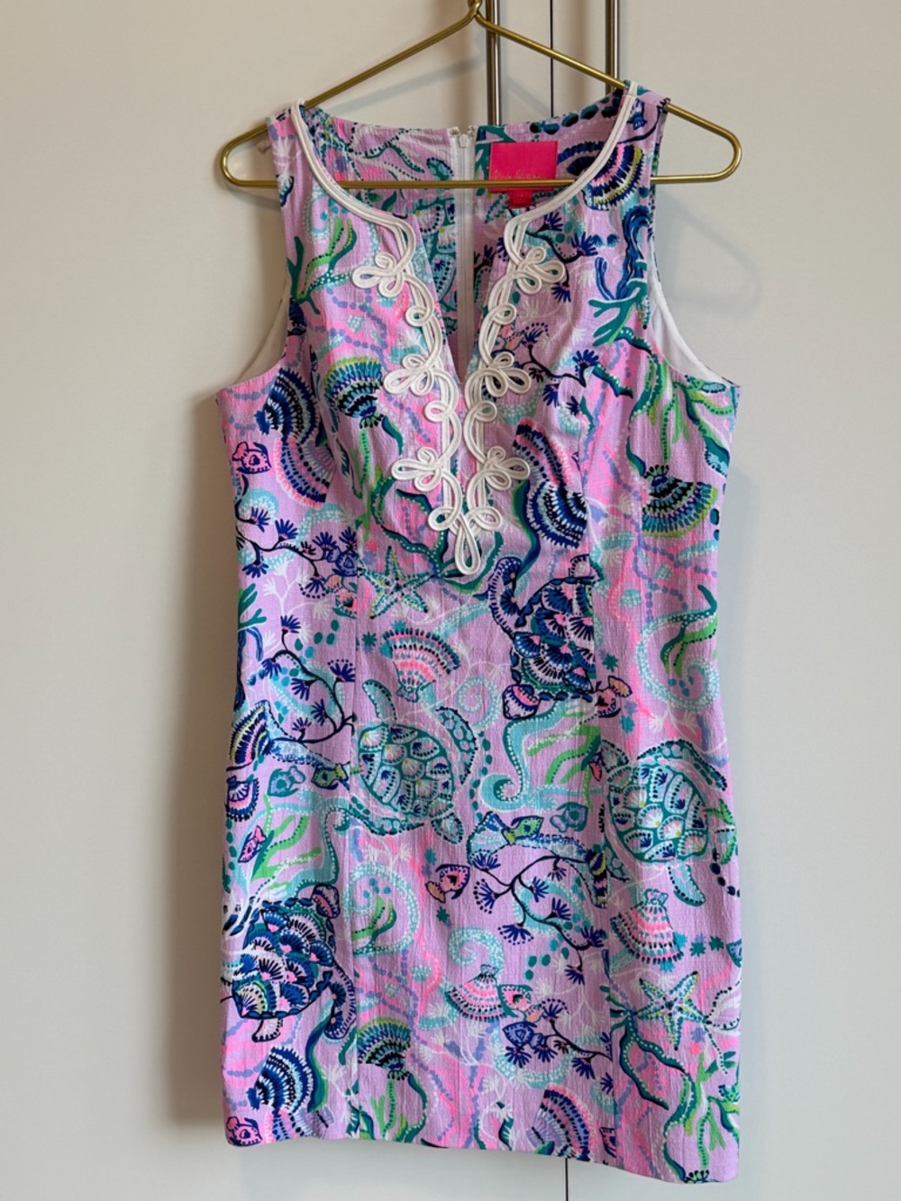 Lilly Pulitzer Pink Sea Life Shift Dress Size 10 Turtle & Shell Print Sleeveless